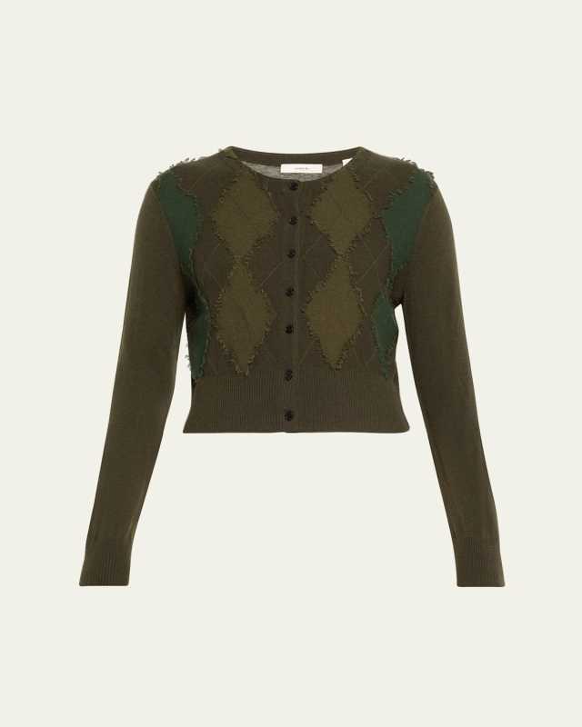 Cashmere and Wool Argyle Cardigan